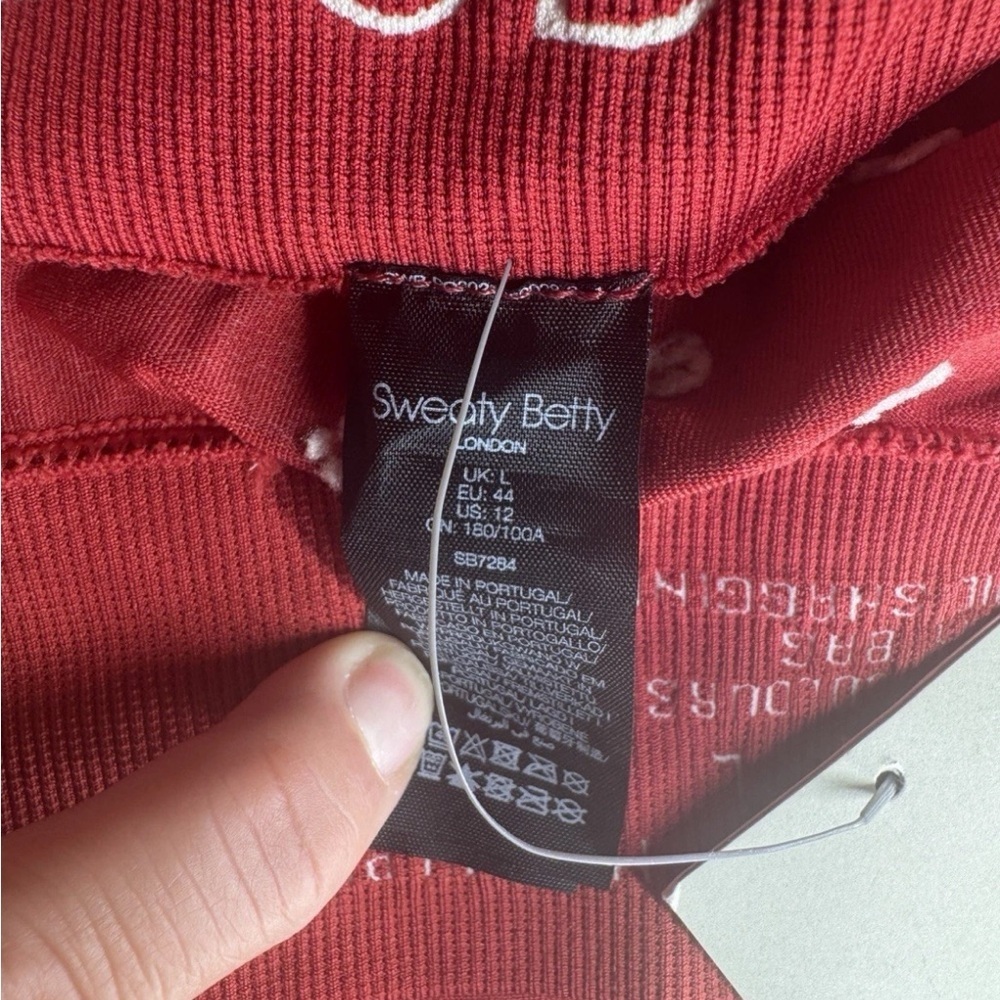 Sweaty Betty Seamless Base Layer Leggings Fairisle Red White Large NWT - Picture 3 of 6